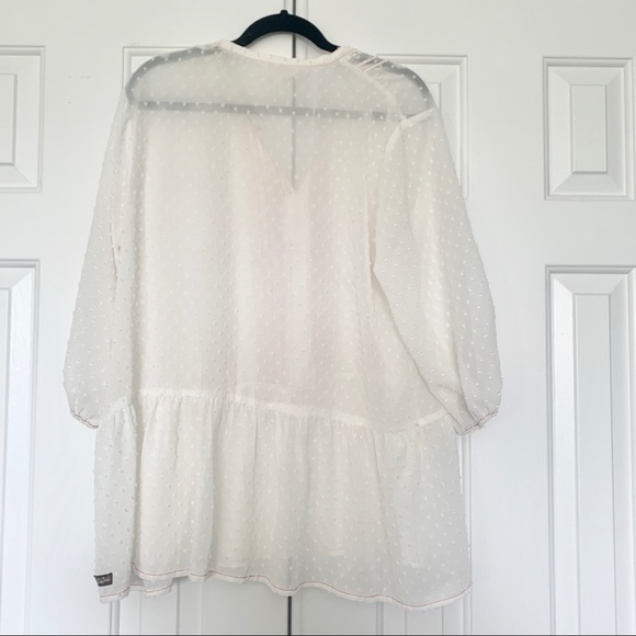 Matilda Jane sheer Swiss dot blouse white xl - Picture 6 of 7